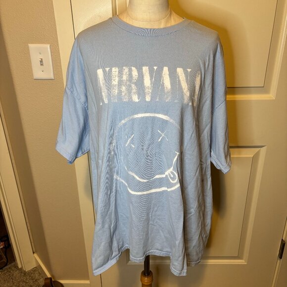 Other - Nirvana Smiley Face Light Blue T-Shirt  Grunge Size 2XL